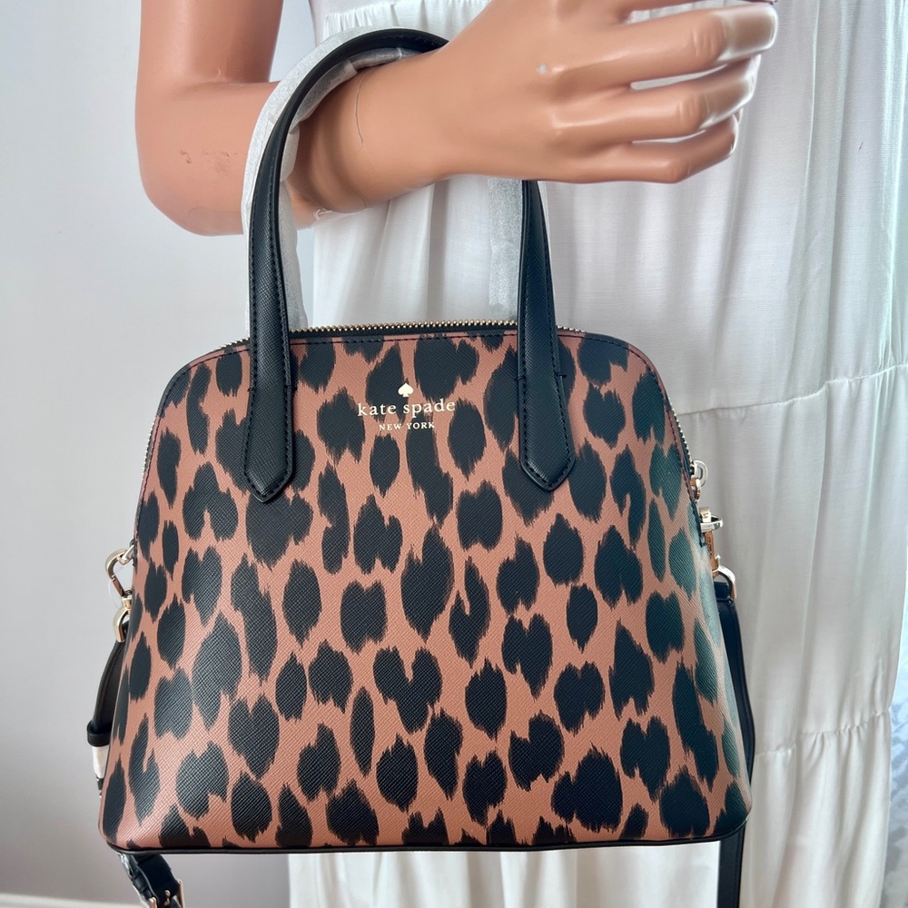 New Kate Spade Schuyler Medium Dome Satchel Crossbody Spotted Leopard Print